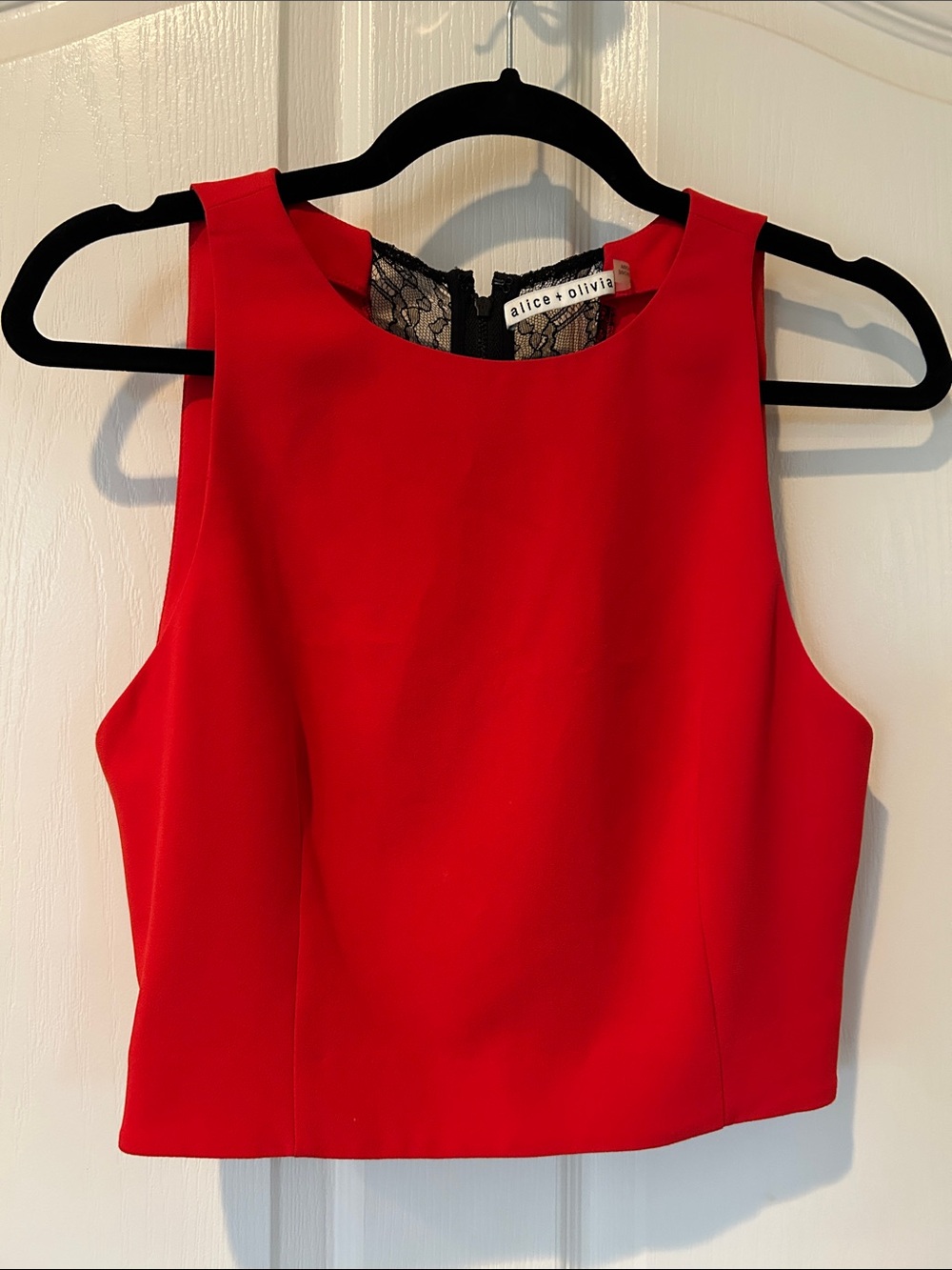 Alice + Olivia Bright Red Sleeveless Crop Top